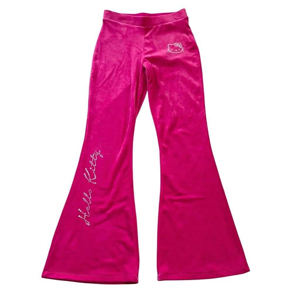 Hello Kitty x Forever 21 50th Anniversary Velour Flare Pants Pink Rhinestone